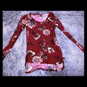 Burgundy Floral Long Sleeve Tee